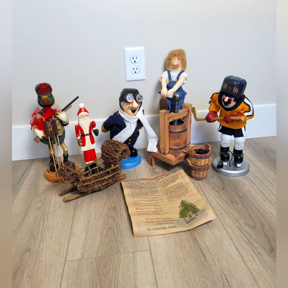 Zims Heirloom Collectibles Bulk Set Hockey Wine Pilot Duck Santa Christmas Decor